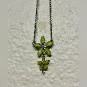 Vintage Green Floral Drop Necklace